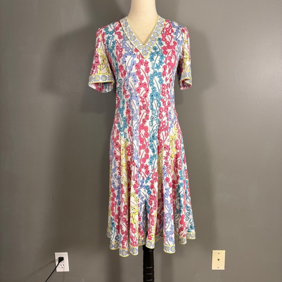 Vintage Averado‎ Bessi Floral Midi Dress S 4? Fit & Flare Italy Rockabilly Mod